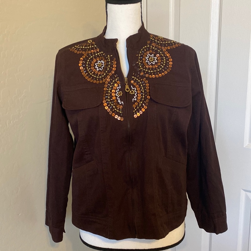 Vintage Alex Kim western style sequined jacket size small * see all pics*